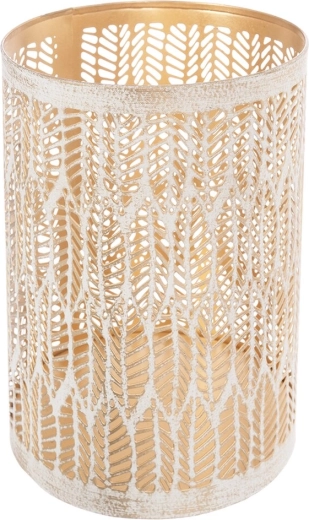 Žvakidė Leaf, smėlio ir aukso spalvos, metalinė, 18 cm