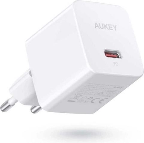 Aukey mini tinklo įkroviklis USB‑C 20 W su Power Delivery, baltas