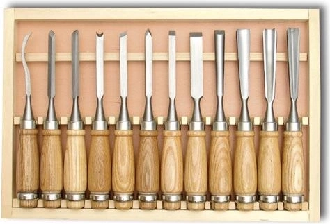 12-Piece Carving Chisel Set in Wooden Case