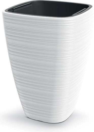 Vena Square Planter 38.8 cm White with Insert