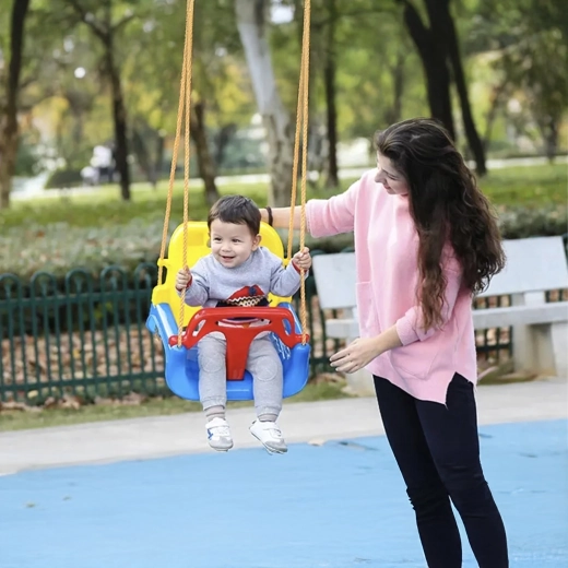 3-in-1 kids swing with high backrest and safety T-bar