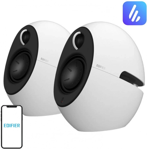 Edifier e25HD white speakers with Hi‑Res sound and Bluetooth