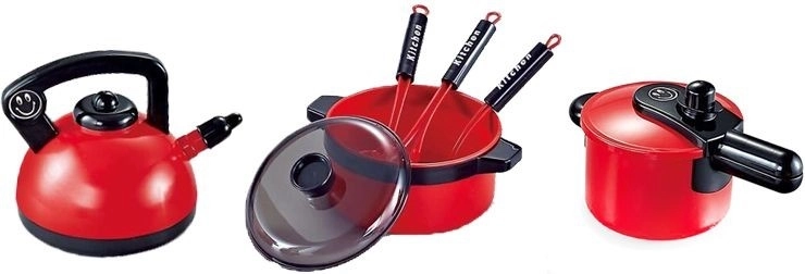 Cookware with removable parts for realistic play