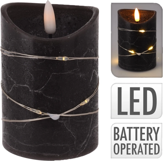 LED cylindrical candle black 7 × 10 cm