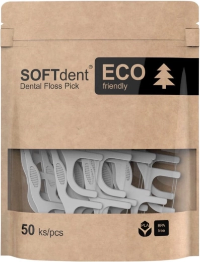 Softdent Eco dantų krapštukai su siūlu, 50 vnt.