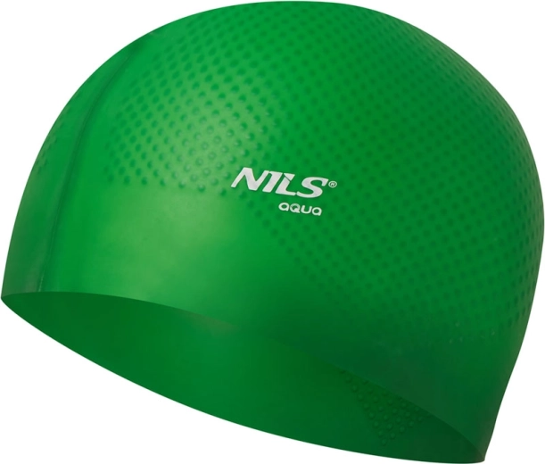 Silikoninė plaukimo kepuraitė NILS Aqua NQC Dots, žalia