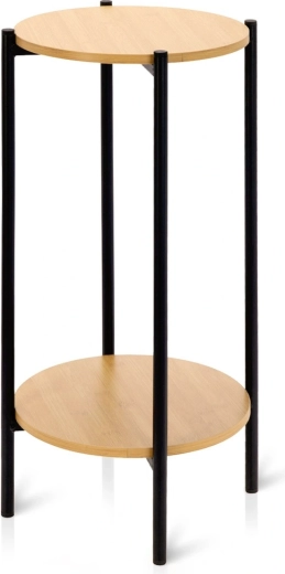 Apvalus metalinis šoninis staliukas su dviem stalviršiais 31 × 31 × 61 cm – 1 vnt.