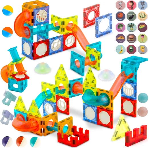Marble run full of turns and slopes