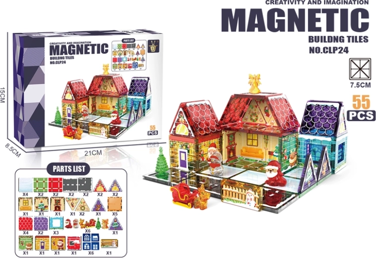 Magnetic Building Set – Colorful Houses (55 pieces)