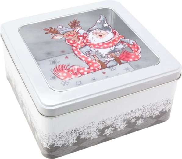Skardinė dėžutė kalėdiniams sausainiams „Santa“ 18 × 18 × 8,6 cm