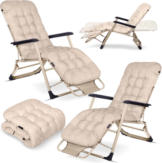 Folding garden lounger with cushion Sofotel ChillWell, set of 2, beige