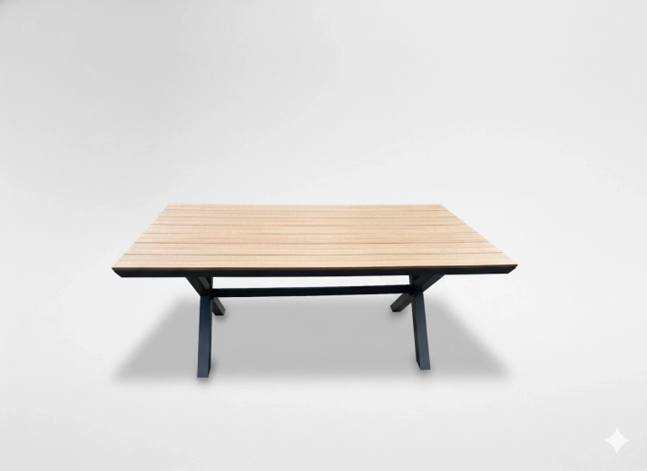 Aluminum garden table with polywood top, dark gray