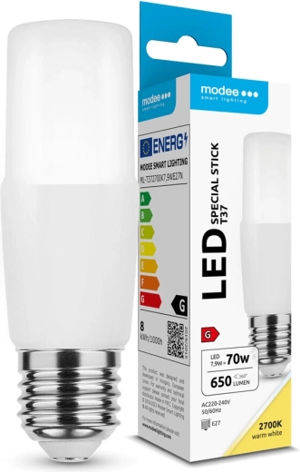 LED lemputė Modee Lighting Stick T37 7,9 W E27, šilta balta, 650 lm