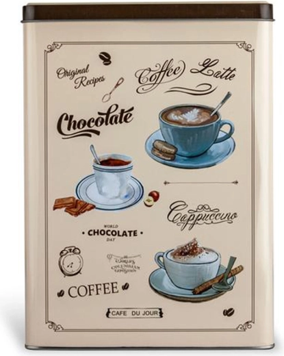 Café du Jour Tin Canister, Rectangular 18 × 10 × 25 cm