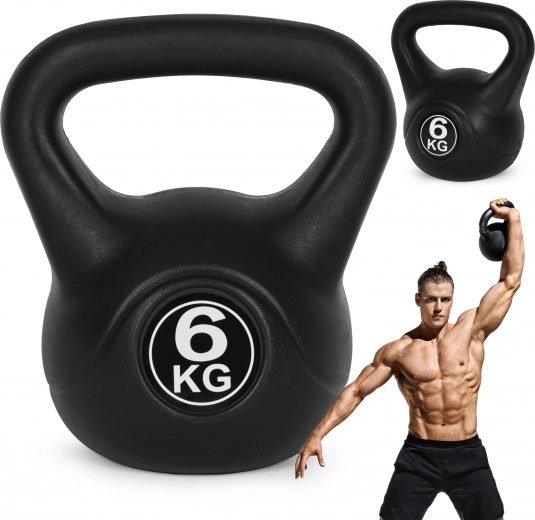 Kettlebell 6 kg MODERNHOME – plastikinis kettlebell jėgai ir fizinei formai