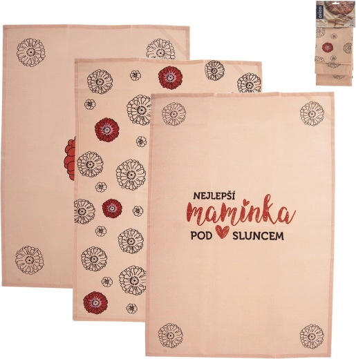 Virtuviniai medvilniniai rankšluostėliai „Geriausia mamytė“ (3 vnt.)