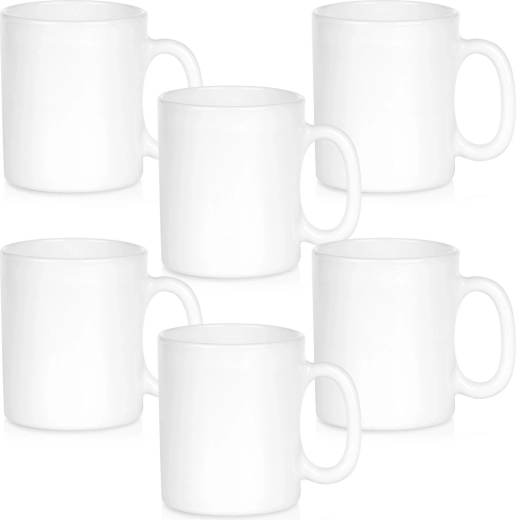 Baltų stiklinių puodelių rinkinys 300 ml, 6 vnt.