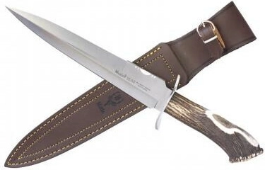 Muela Bear large hunting knife 24 cm, stag antler, leather sheath