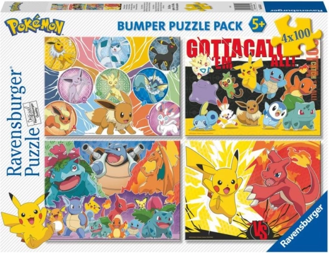Pokémon dėlionė 4x100 detalių