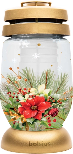 Bolsius cemetery lantern with red flower motif 22 cm - 1 piece