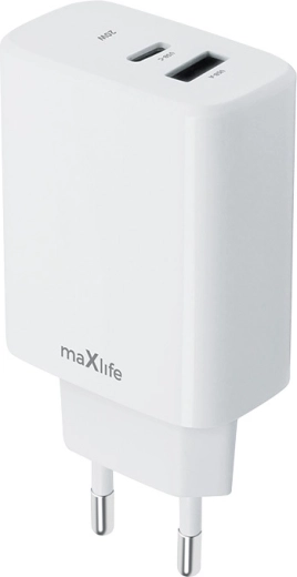 Tinklinis greitasis įkroviklis MAXLIFE 20 W su USB‑C ir USB-A