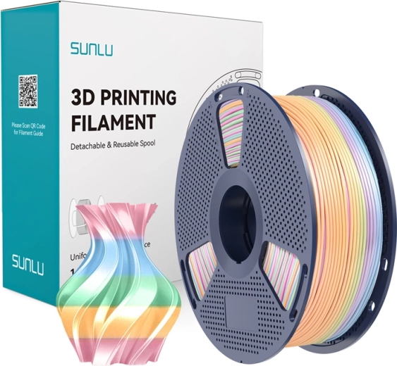 Sunlu PLA+ silk rainbow filament 04 1.75 mm 1 kg
