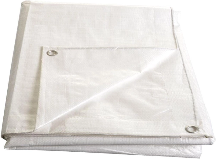 White laminated tarp with grommets 4 × 5 m, 140 g/m²