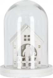 Christmas LED house in glass - white
