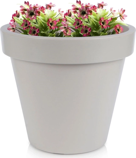 Plastic outdoor flower pot beige round 39 × 35 cm