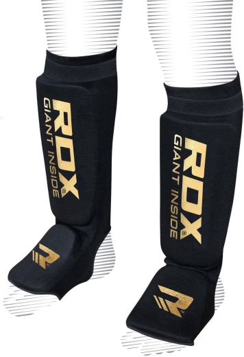 RDX blauzdų ir pėdos kelties apsaugos Hosiery Shin Instep Foam juodos/auksinės – dydis XL