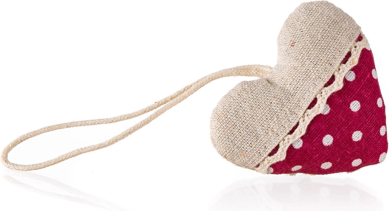Dekoratyvinė medvilninė širdelė 8 × 7 cm – raudona su taškeliais