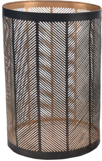 Metalinė žvakidė Line juodai auksinė 22 cm