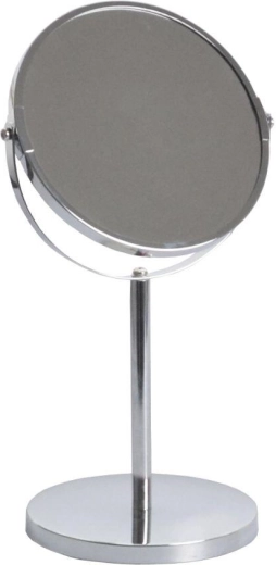 Aukštas dvipusis kosmetinis veidrodis su stovu, Ø 17 cm, chromas
