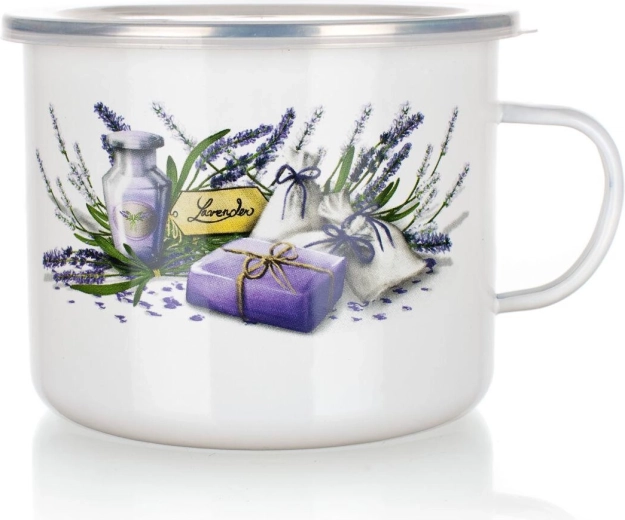 Emaliuotas ąsotėlis Lavender 1,4 l su plastikiniu dangteliu, skersmuo 14 cm
