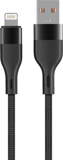 Maxlife USB–Lightning kabelis 1 m, 2,4 A, juodas, nailoninis