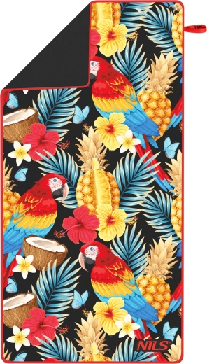 NILS Camp microfiber quick-dry towel, tropical motif, 160 × 80 cm