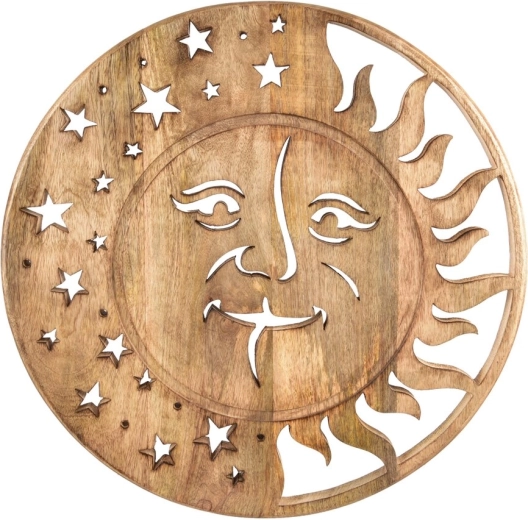 Wall decoration Sun/Moon made of mango wood 50 × 50 cm