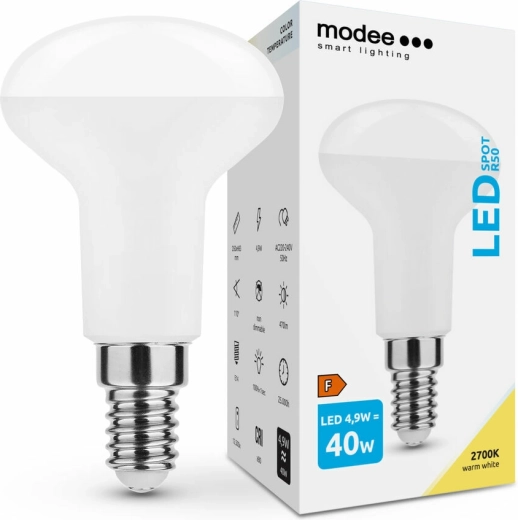 Modee Smart Lighting LED lemputė E14 4,9 W šiltai balta R50