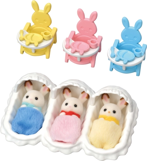 Sylvanian Families Chocolate Rabbit Triplets Care Set