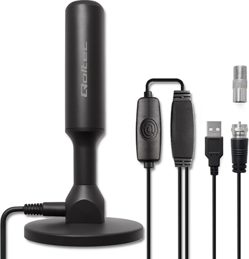 vidinė TV antena DVB-T2 su stiprintuvu ir magnetiniu pagrindu, 4K, 28 dBi, 5 m kabelis