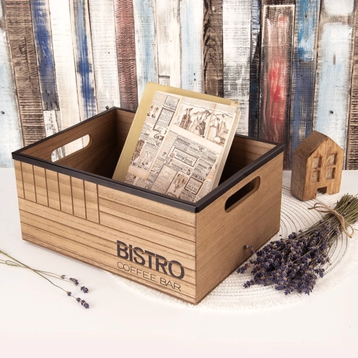 Open crate as an organizer for papers and small items