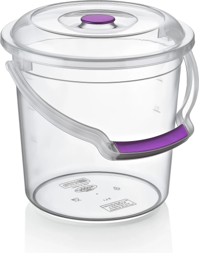 Transparent plastic bucket with lid 5 L