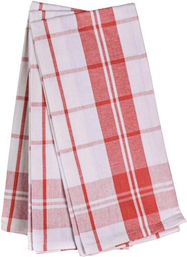 Classic Kitchen Towels 50 × 70 cm, 100% Cotton, Red and White (Set of 3)