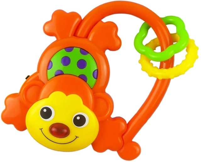 Vaikiškas barškutis su garsu Baby Mix beždžionėlė oranžinė