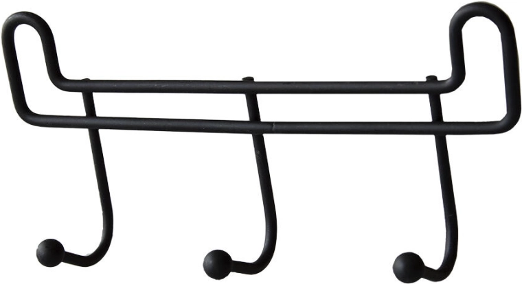 Bathroom rack with 3 hooks, 16 cm, black metal
