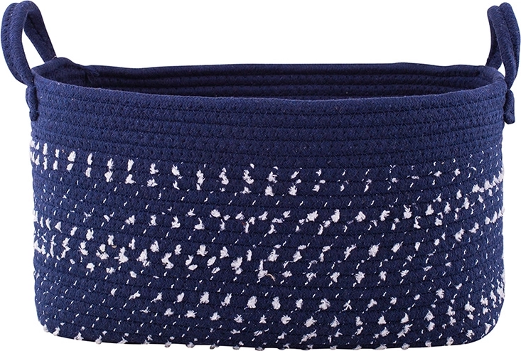 Rectangular woven storage basket, navy (dark blue), 27 × 37 × 20 cm