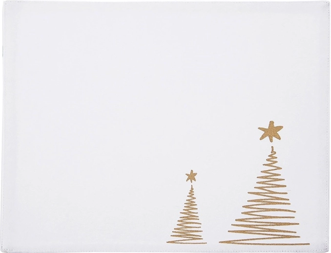 Cotton Christmas placemat white with tree motif 33.5 × 26 cm