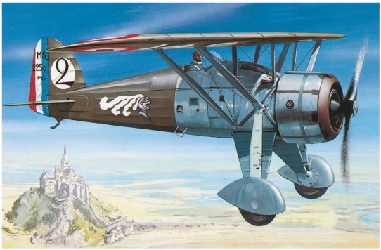 Modelis Morane Saulnier MS 225 1:72 9,2x15,4 cm dėžutėje 25x14,5x4,5 cm