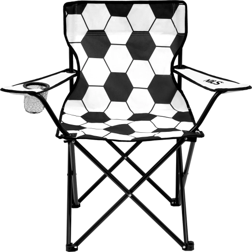 Folding camping chair with football motif NILS Camp white/black
