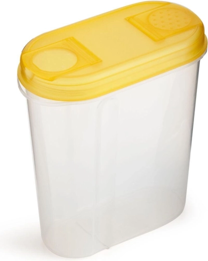 Plastic container for dry foods 2 l with dispensing lid, oval